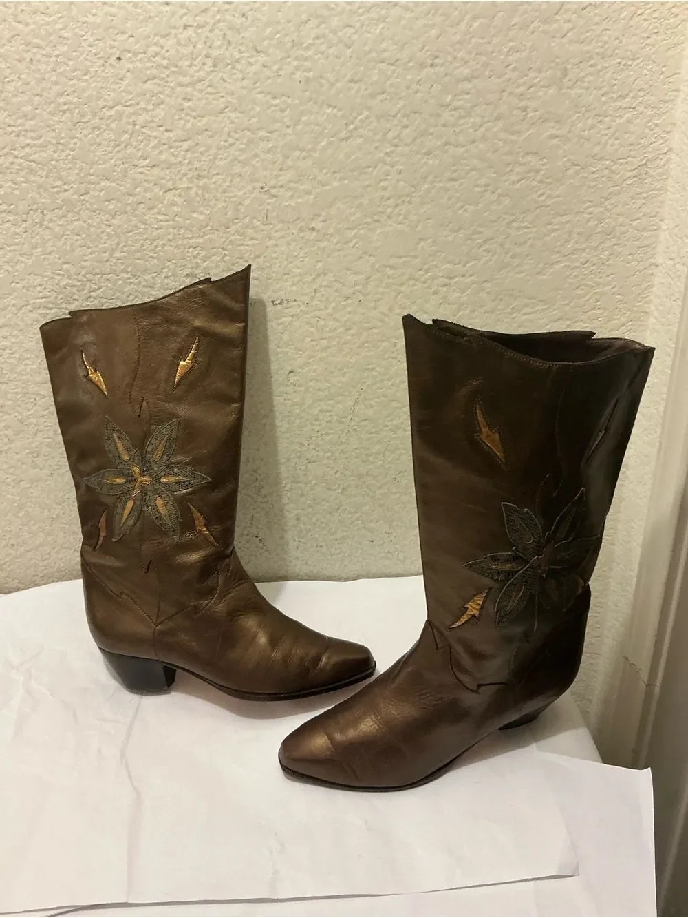 Linda Wally’s Women's Brown Embroidered Western Ankle Boots 37.5